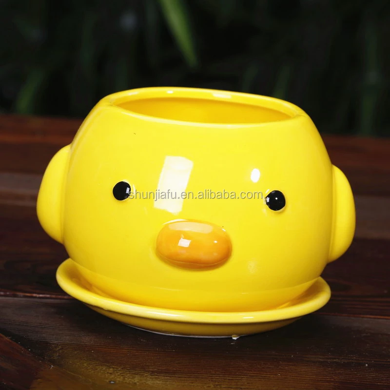 Yellow Duck Hot Sale Artificial Small Flower Mini Plant Pots Succulent Ceramic Flower Pot
