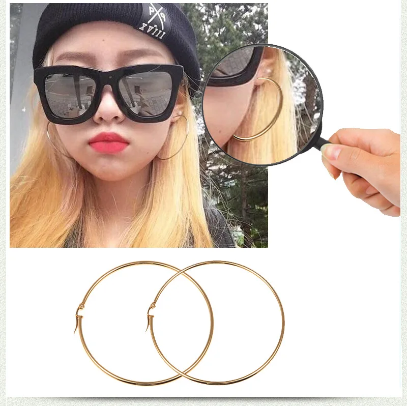 Wholesale Cheap Big Round Earrings Women Fashion Stainless Steel Jewelry 70mm Diameter Large Hoop Earrings