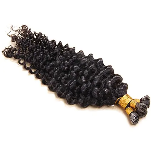 wholesale keratin flat tip hair extensions brazilian curly human hair