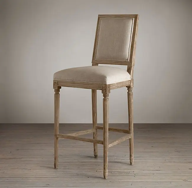 
wholesale Long legged solid wood antique bar stool with no arm dining chair armchair 