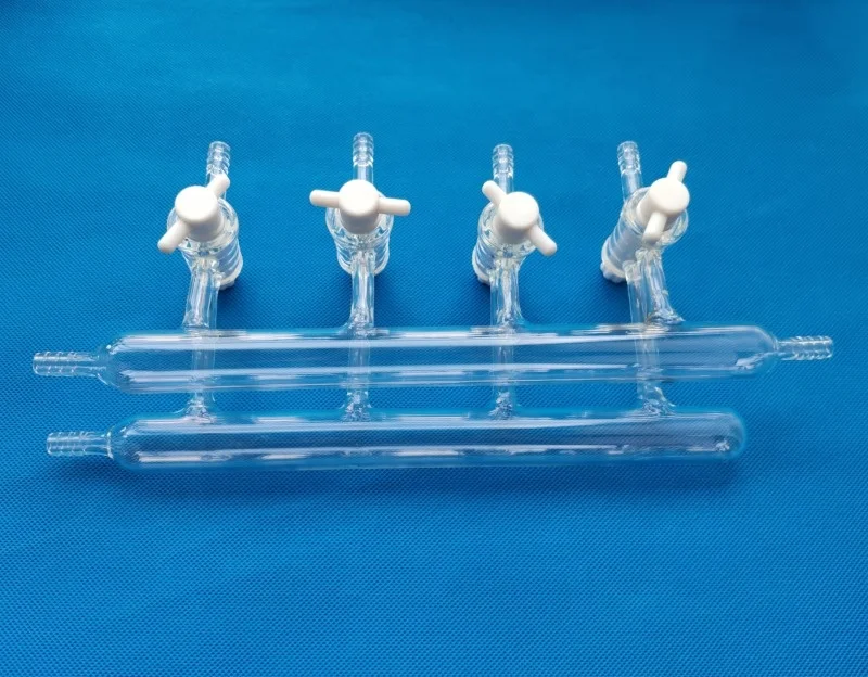 Lab use 3 4 5 6 ports double line Glass Vacuum gas manifold Schlenk line with stopcock