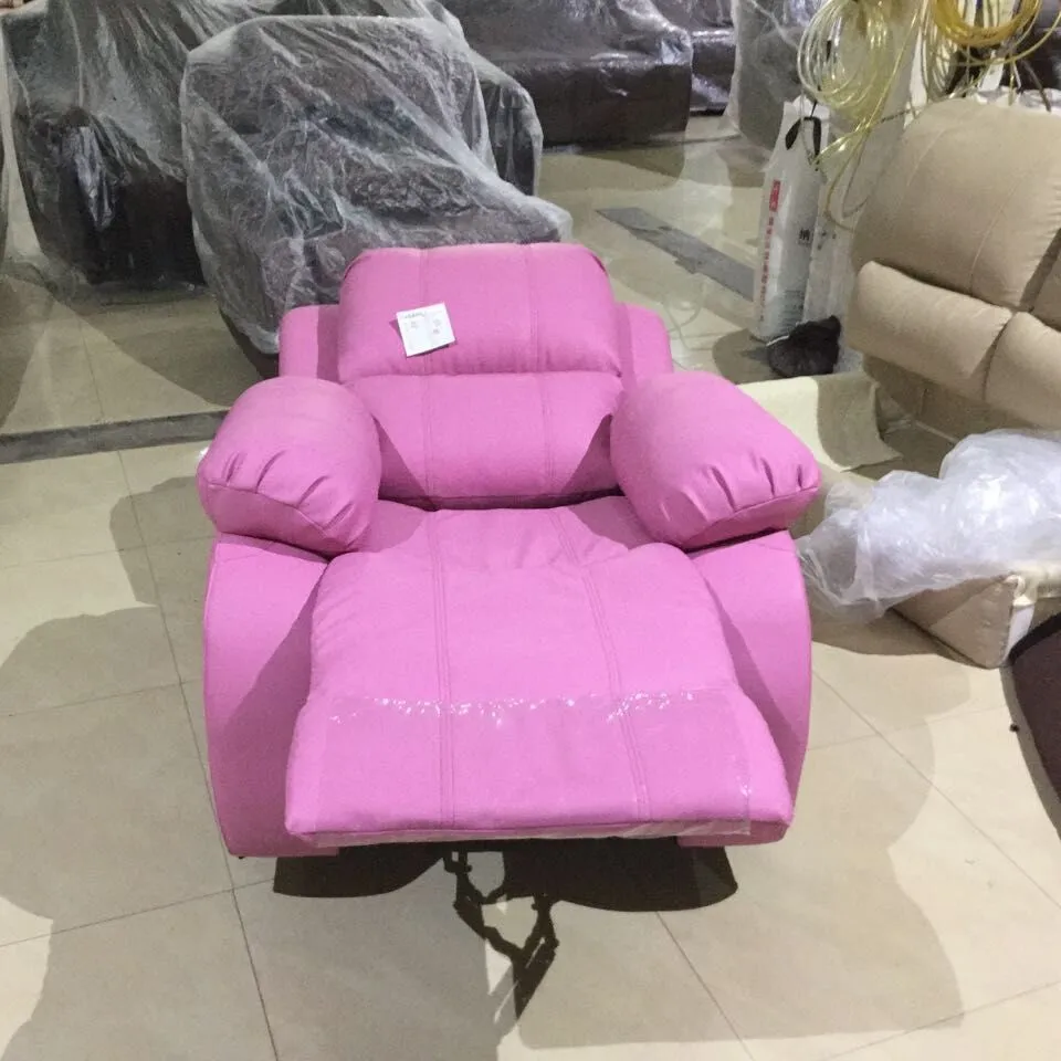 Contemporary Ty Pink PU Leather Rocker Swivel Recliner