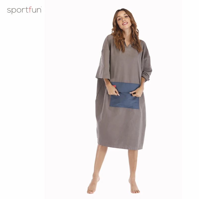 
 Лучшее качество 100% Micorifber пляжное пончо с капюшоном для взрослых и детей  