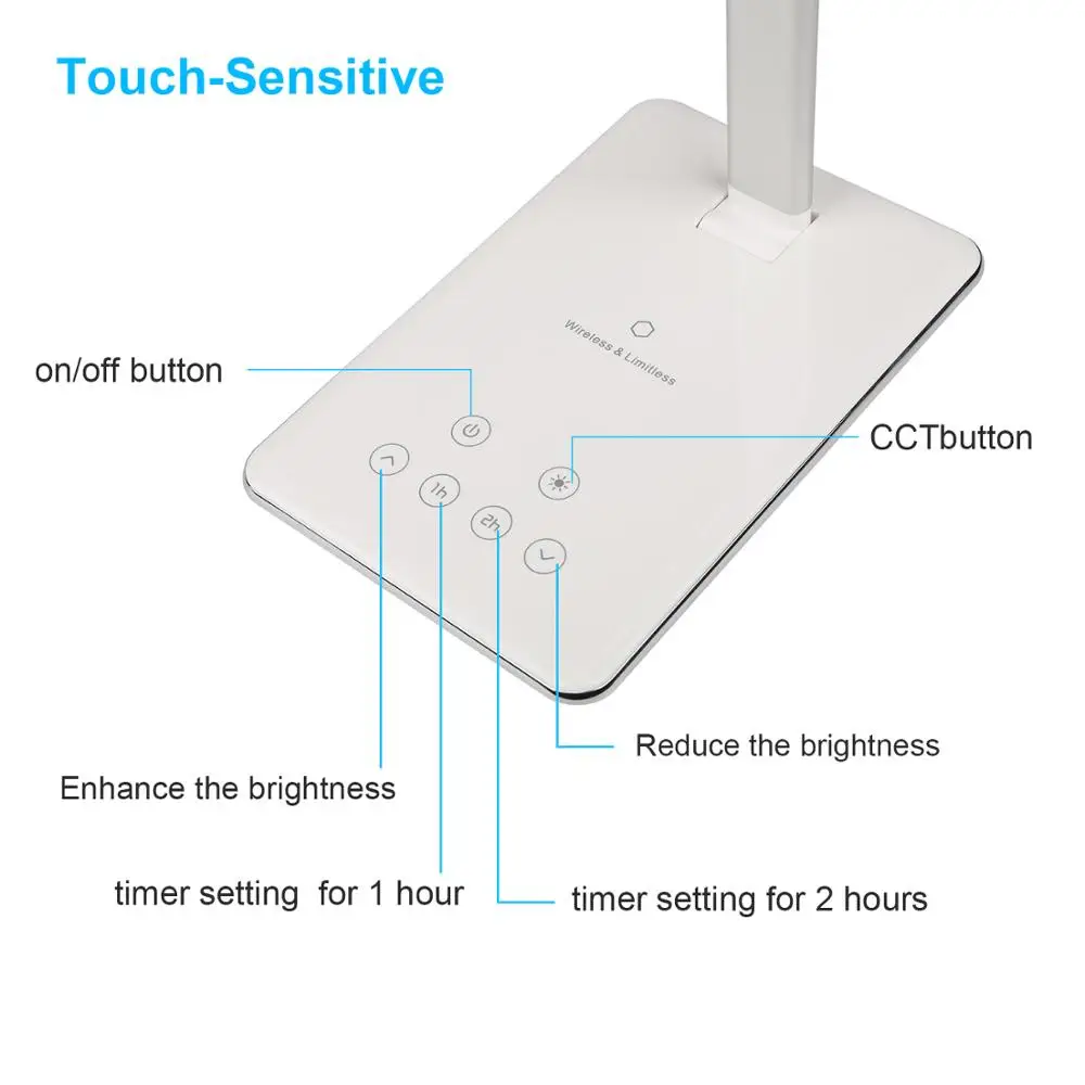 wholesale Wireless charging lamp intertek led desk lamp with usb and timer for study reading work office task light