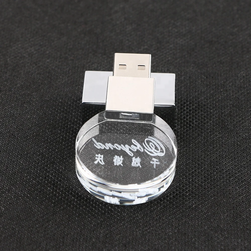 
High quality crystal usb pen drive 32gb with LED light 