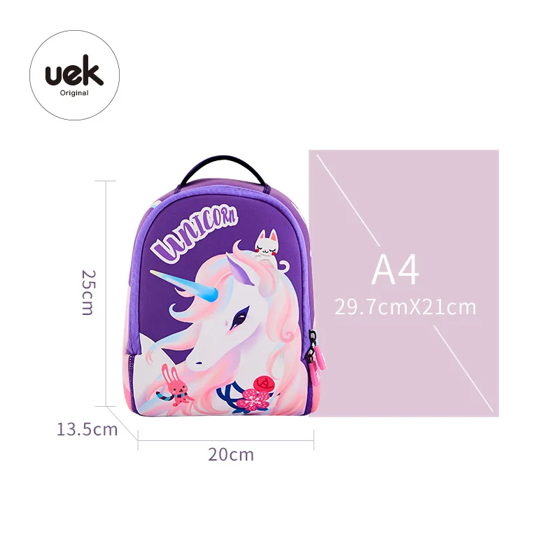 UEK Kids New Design Waterproof Girls Unicorn child backpack bag kids school bag cartoon