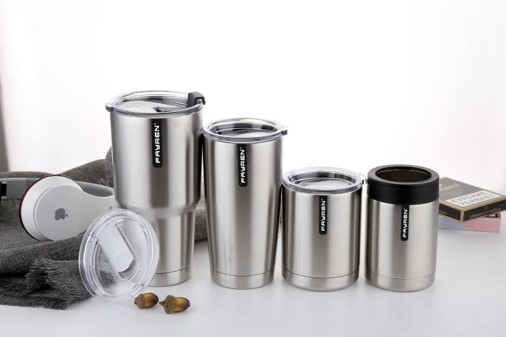 Double Wall Travel Stainless Steel Vacuum Reusable Cold and hot Insulated Water Coffee Tumbler Cup Mugs with Lid and Straw