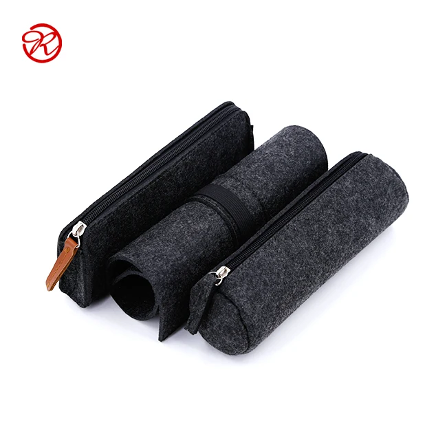 Pencil Bag Pen Case Felt Students Stationery Pouch Zipper Bag Roll up Felt Pencil Bag For Pen Holder desk organizer