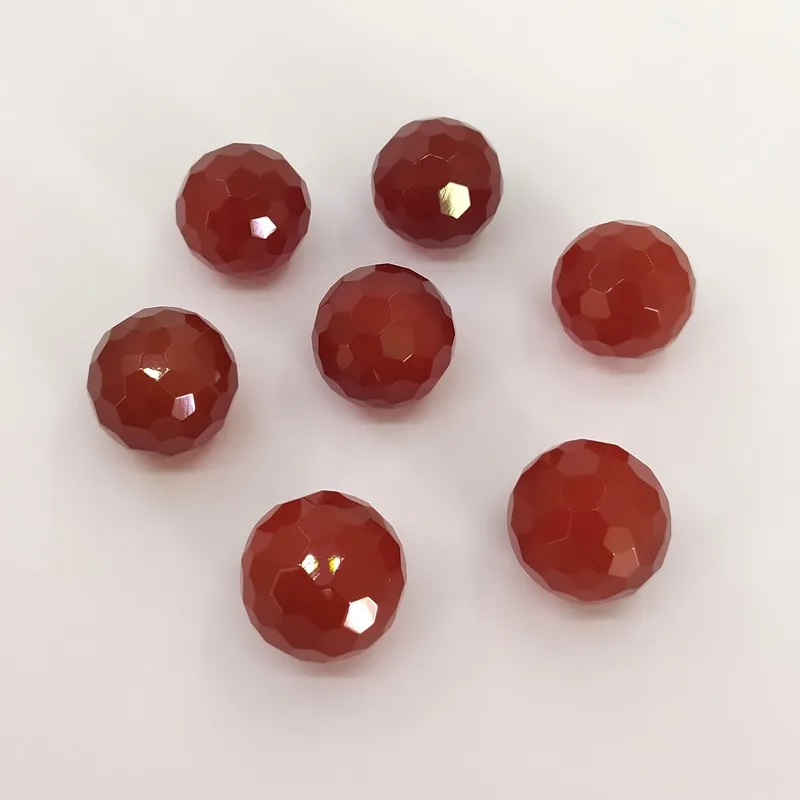 natural gemstone red agate without holes ball faceted beads carnelian spacer loose beads craft DIY jewelry