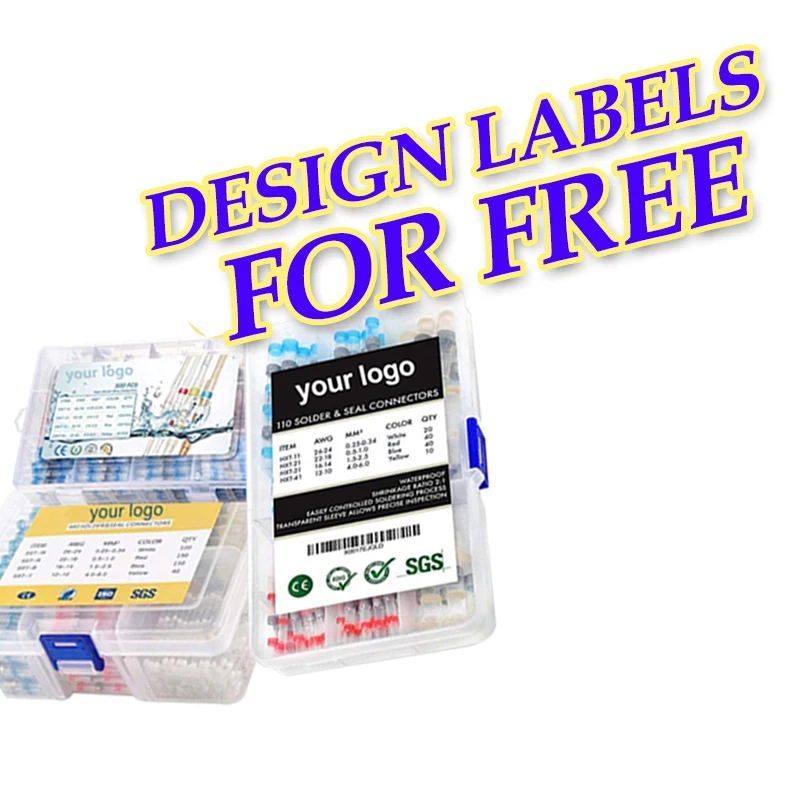 QWT 270pcs marine electrical heat shrink ring wire terminal connectors kit,solder spade butt terminal connectors set