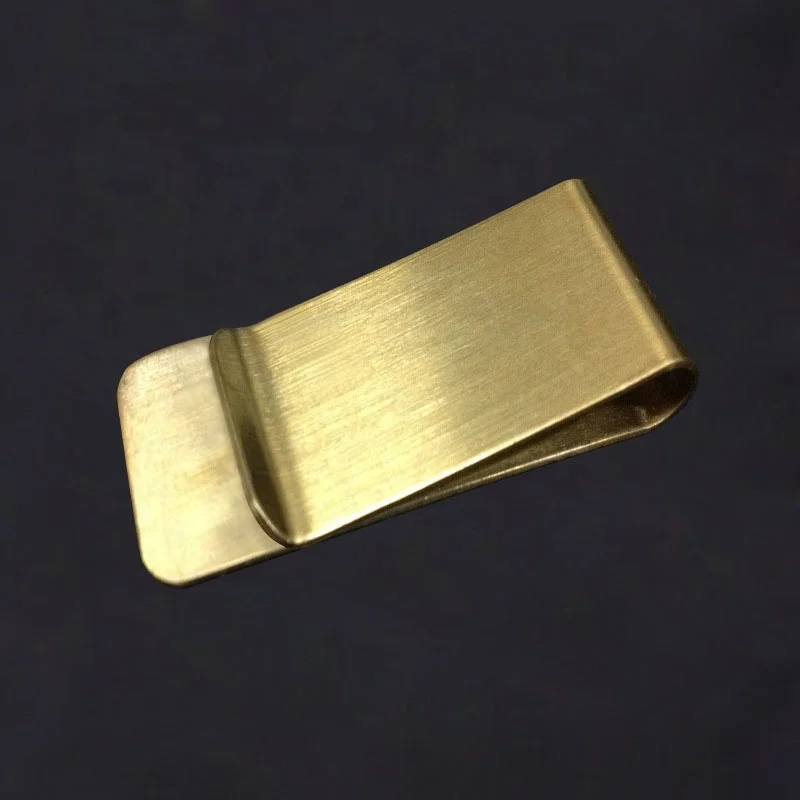 50*26mm Custom Logo Brushed Finish Brass Cash Money Clips Credit Card Holder