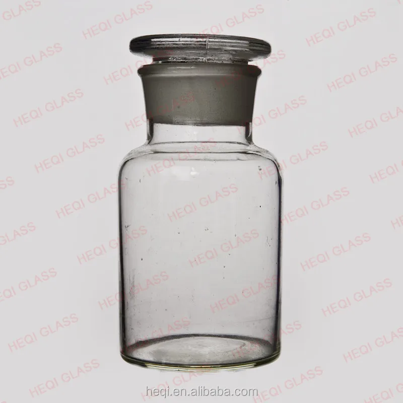 Лабораторная посуда бутылка с широким горлом и прозрачным