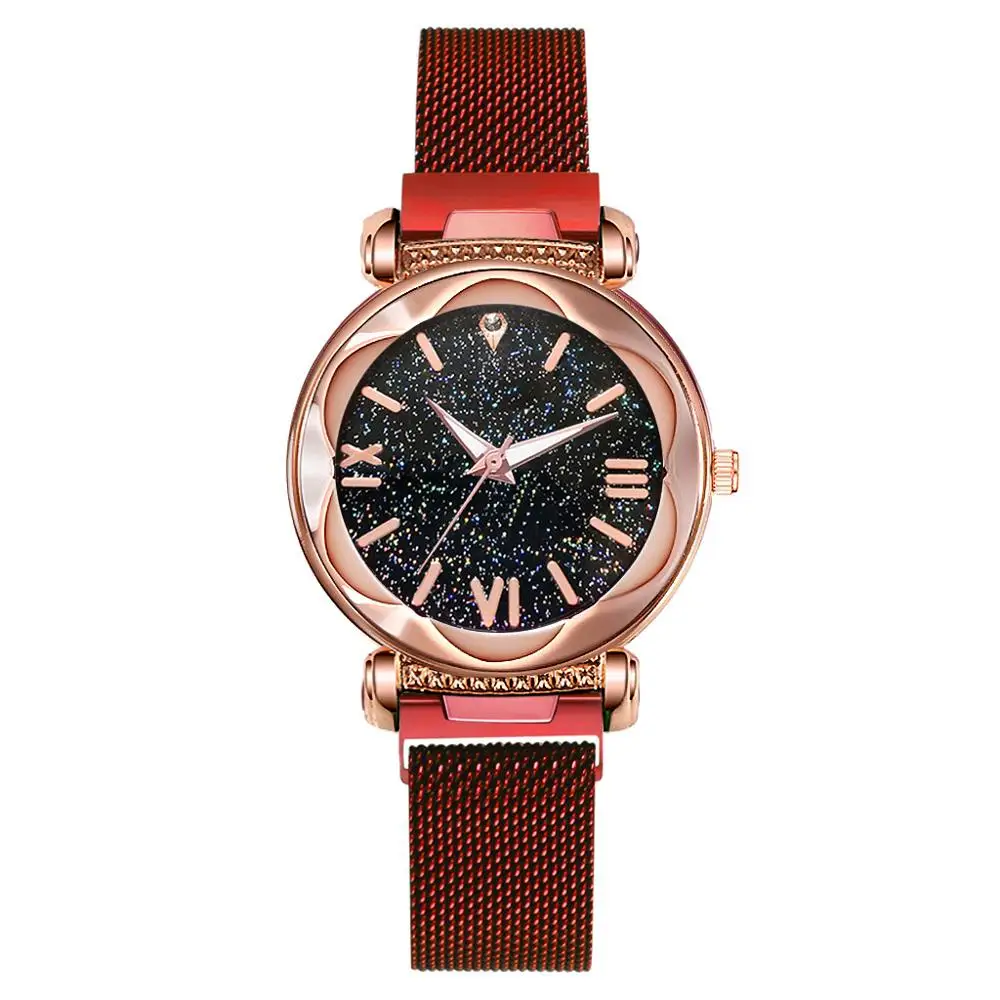 
Meibo Women Mesh magnetic Strap Starry Sky Quartz Wrist Purple Watches For Women JAW-0591 