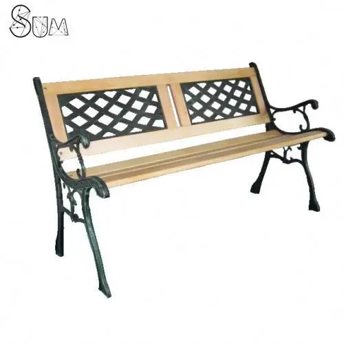 Wooden strips cast iron garden bench