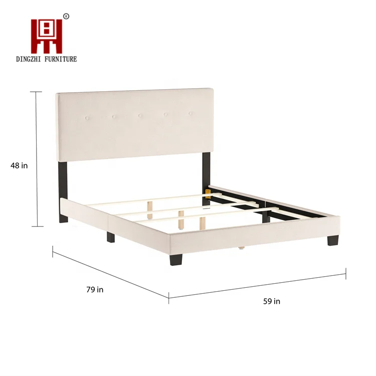 DingZhi Dakota upholstered linen tufted platform bed with wooden support