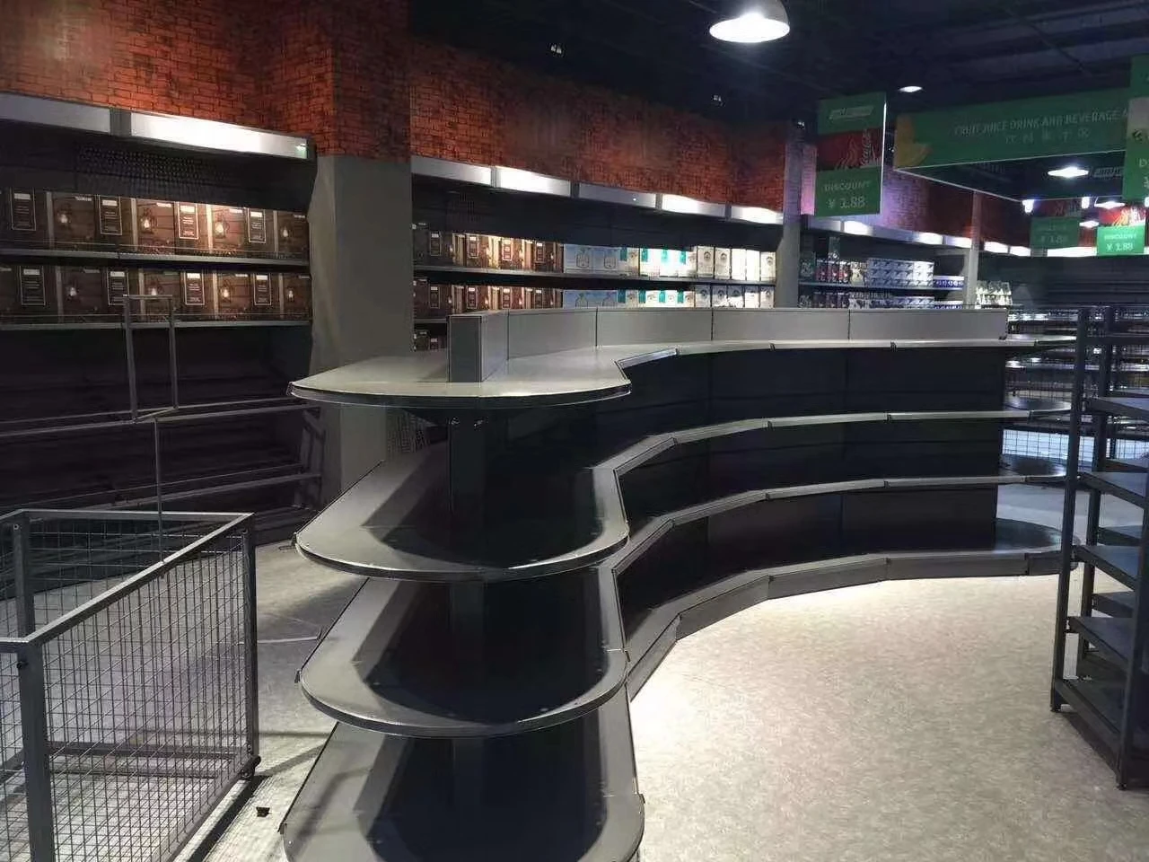 Оптовая продажа, двухсторонняя модульная полка для горнолыжного супермаркета из дерева и стали