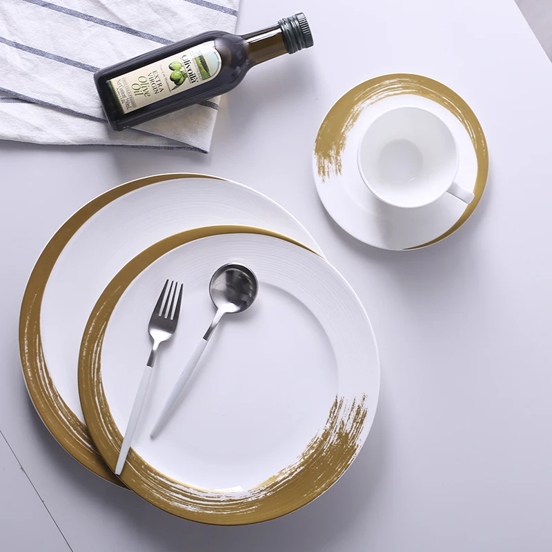 Chaozhou ceramic factory luxury porcelain ceramic spanish style dinnerware set for sale