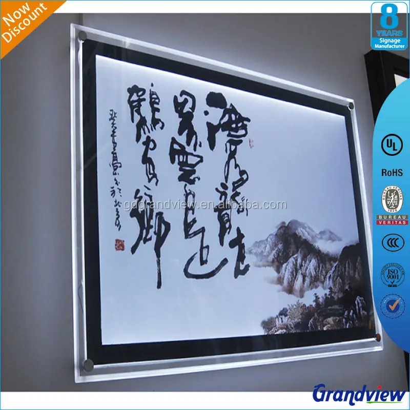 wall mounted small photography crystal acrylic super slim advertising led light box display illuminated advertising boards sign