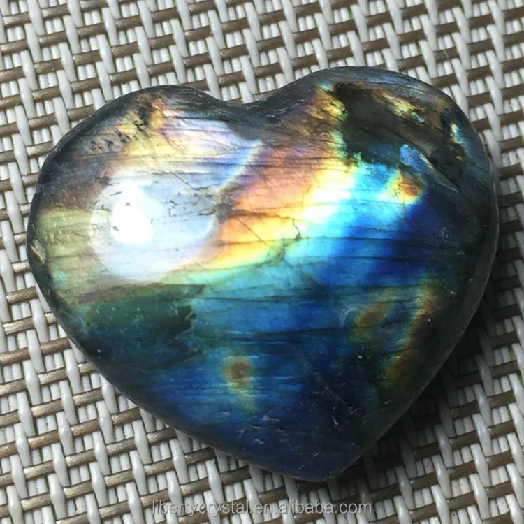 Hot sale Natural Labradorite Heart Crystal Rough Polished Healing