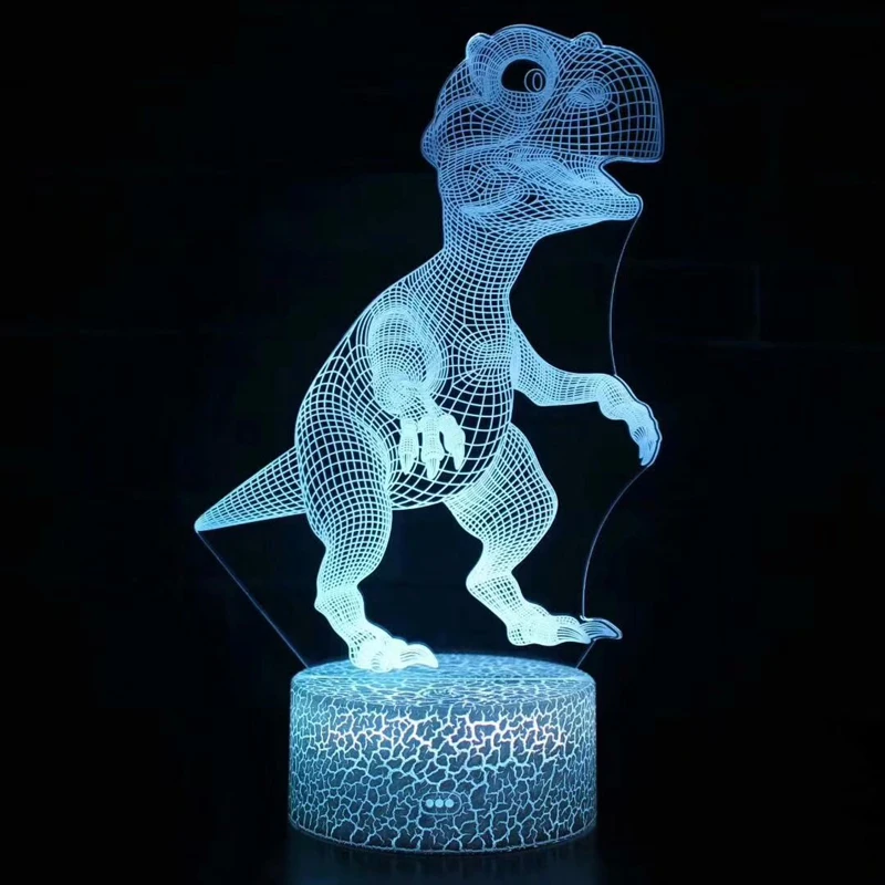 3D Illusion Led Lamp Dinosaur 7 Color Led Bulb Decoration Animal Night Light Touch Sleeping Nightlight Table Lamp Boys Gifts