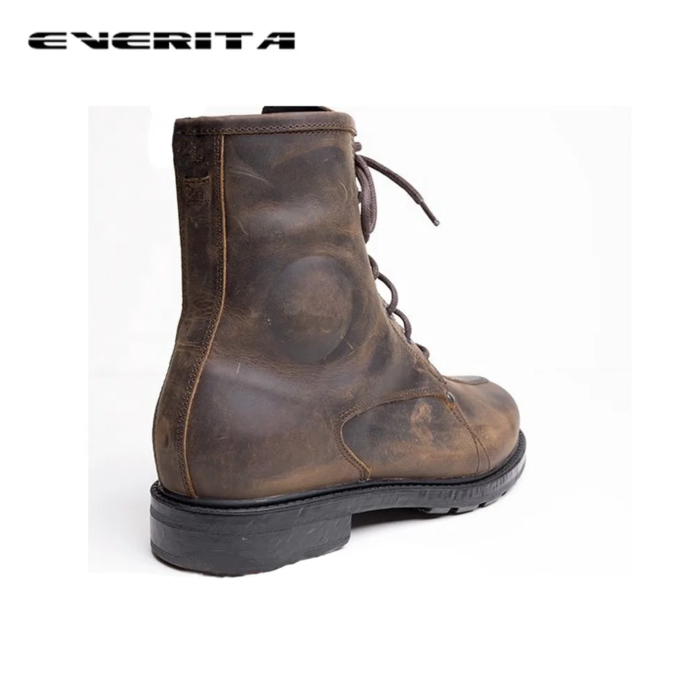 
PPE(EU) Standard Wear-resisting Lace-up Leather Motorcycle Shoes Waterproof Motorcycle Boots For Men 