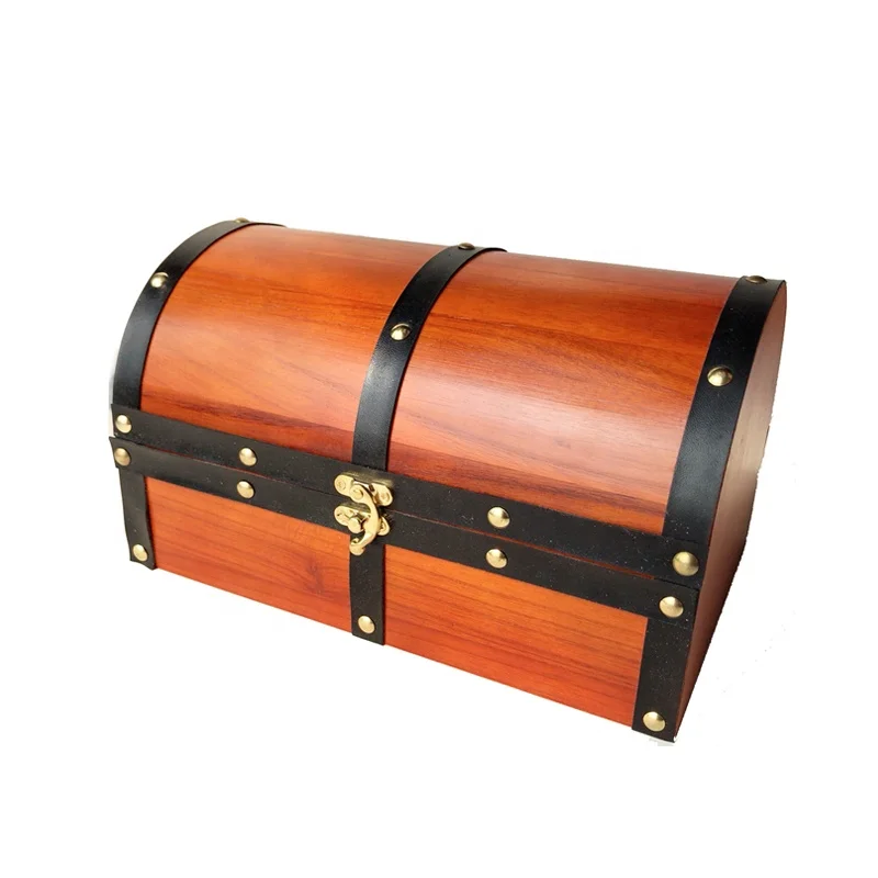 Natural customized wooden box treasure chest gift package box