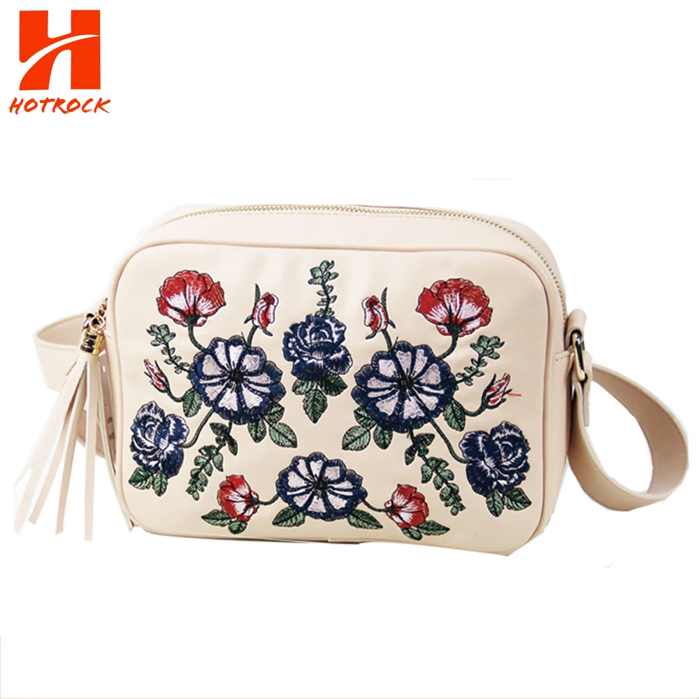 OEM Embroidered women bags Pink Pu Leather 3 in 1 bag Sets