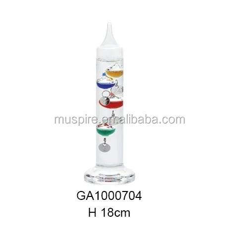 
H28cm 5 balls multiple sizes clear glass Home Indoor Decoration buoyancy Physics Experiment kits Liquid Galileo Thermometer 