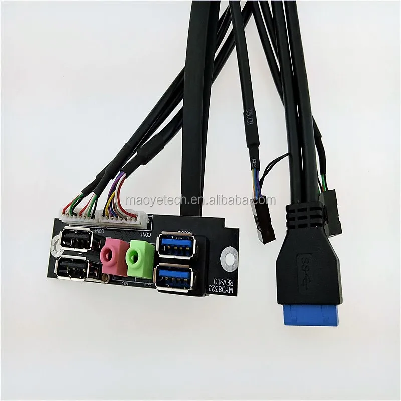 Dual USB2.0 + USB3.0 + HD I/O Audio Port PC Computer Case Front Panel Cable For Video Game Player