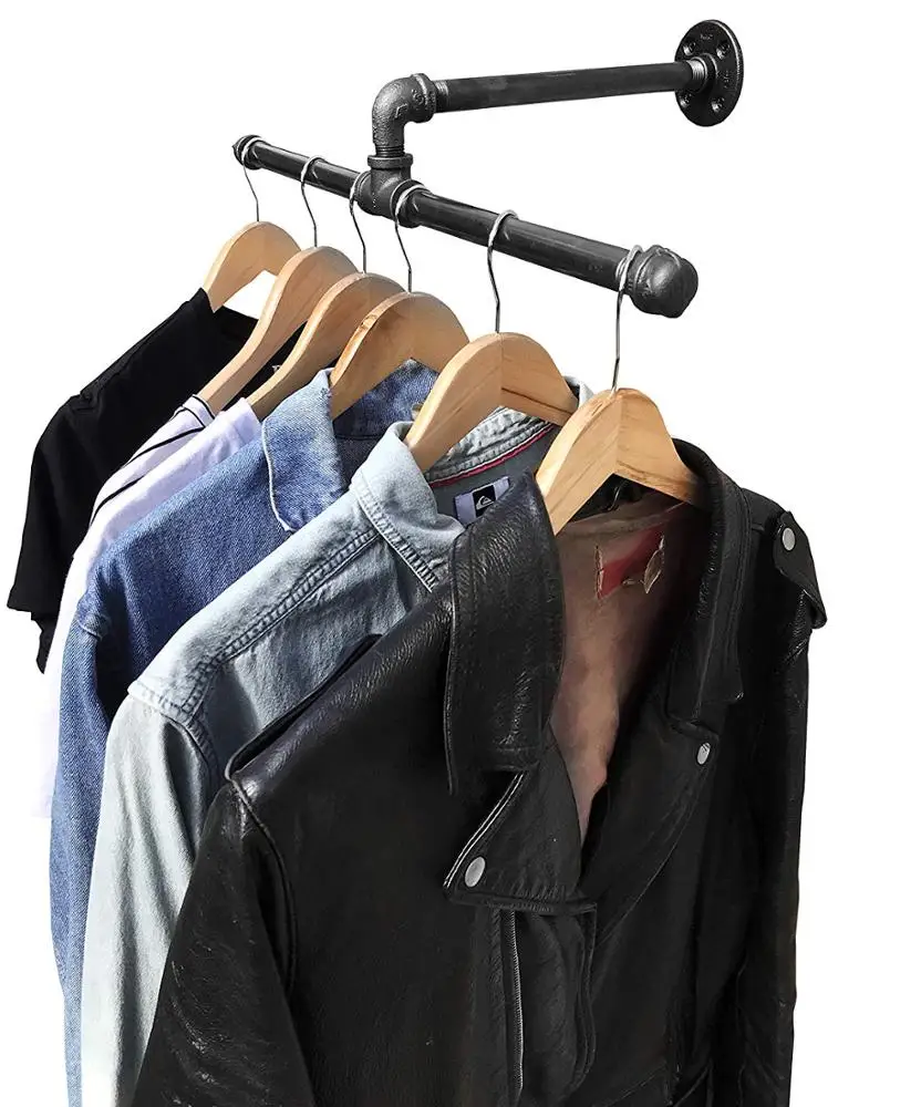New Industrial Pipe Wall Mount Clothing & Garment Rack,Clothing shelf