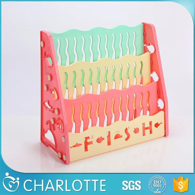 Low price 4 Layers plastic kids book shelf  children plastic bookshelf