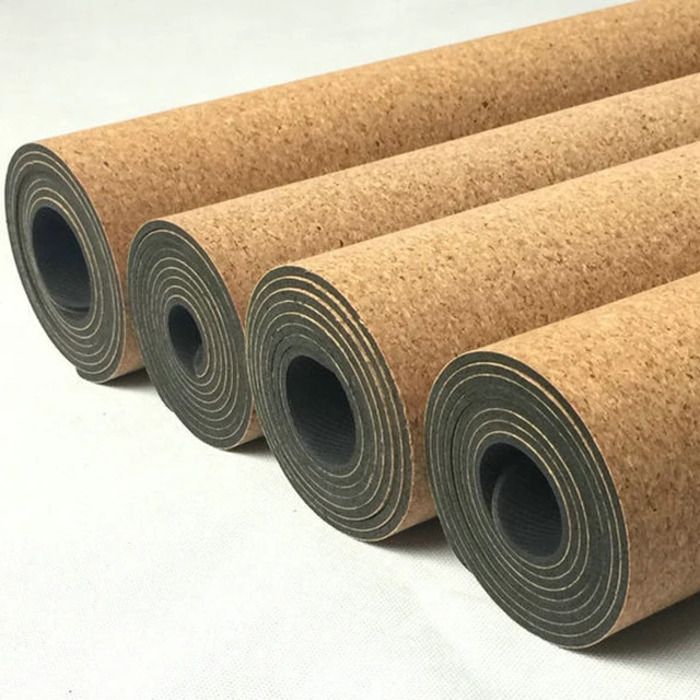 Hot sales Cork Yoga Mat Body Alignment Lines Anti Tear yoga  Mat