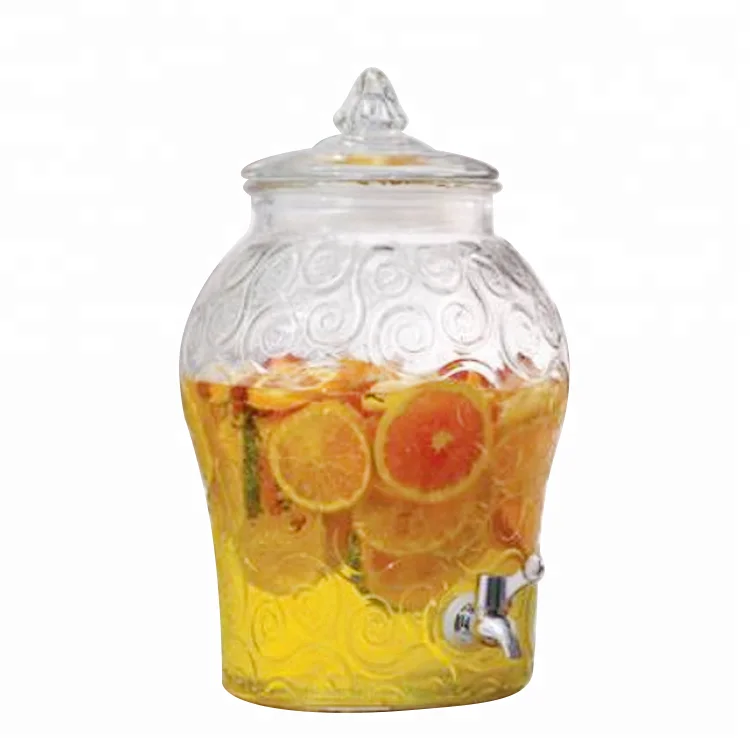 Factory supply customized embossed glass dispenser jar