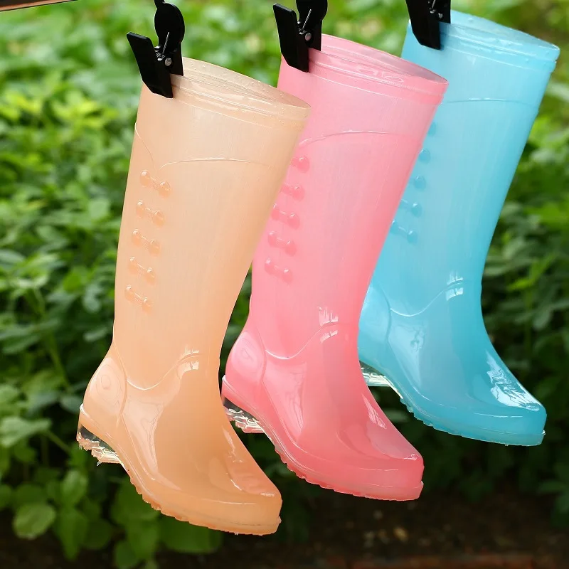 Women Candy Color Rain Boots England Light knee High Rain Boots Women