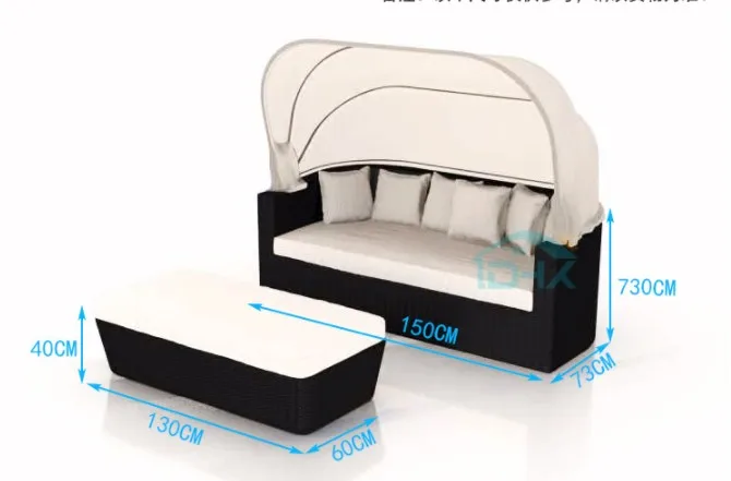 Позолоченный поставщик sigma наружная ротанговая секционная кровать с навесом