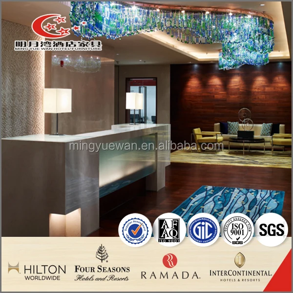 Hotel Reception Furniture Veneer Lacquer Reception Marble on Top