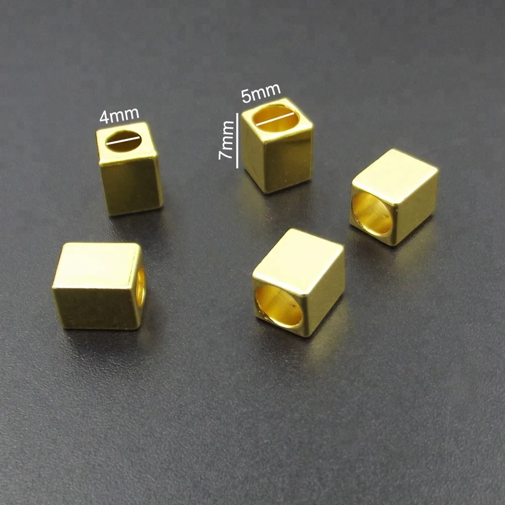 Cord End cuboid Gold/Silver Alloy string  End Stoppers For swimwear