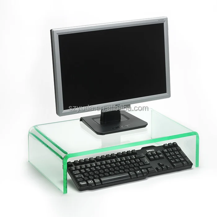 Home Premium Green Edge Acrylic Keyboard Cover Riser Glass Green Acrylic U Shaped Computer Monitor Stand Range