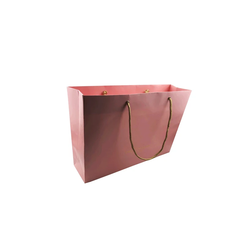 
China Manufacture Pink Color Recycled Gift Paper Bag with Lid 
