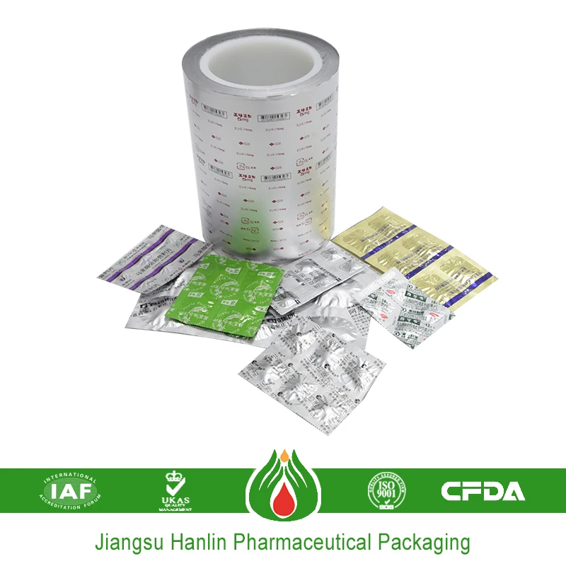 pill colored strip aluminium foil pharmaceutical packaging