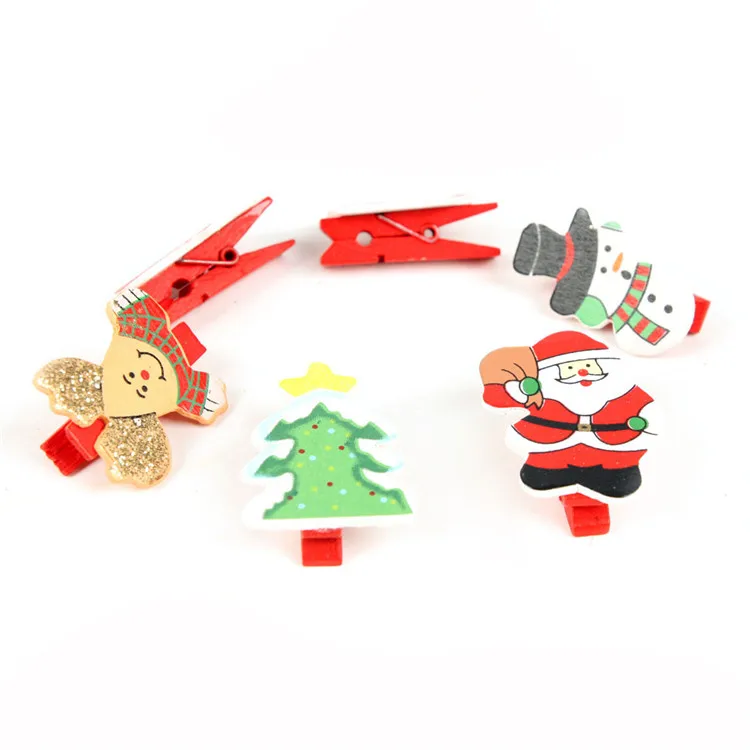 FQ brand high quality decorative custom card wooden paper christmas clip