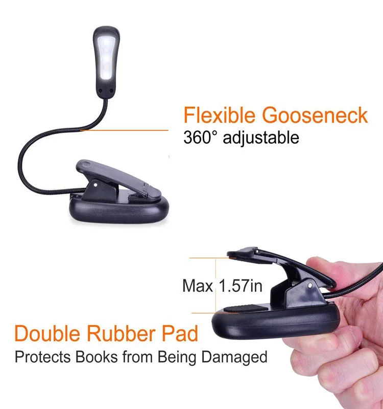 
Clip on Book Lamp 3 Colors x3 Levels Eye Care Reading Up to 60 Hours Rechargeable Book Light for Bookworms 