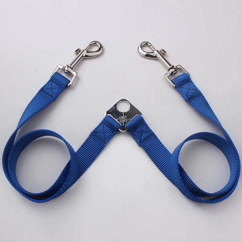 High Quality Low Price Custom Dog Leash No Handle Multifunctional Car Seat Belt Two Way Nylon Couple Dog Leash