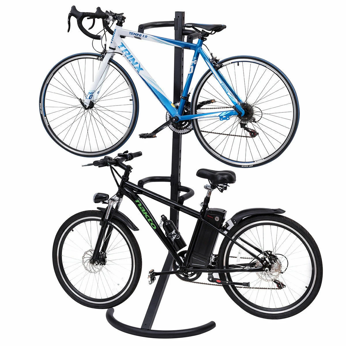 Freestanding Gravity 2 Bike Stand Two Bicycle Floor Mount Hanging Rack Storage