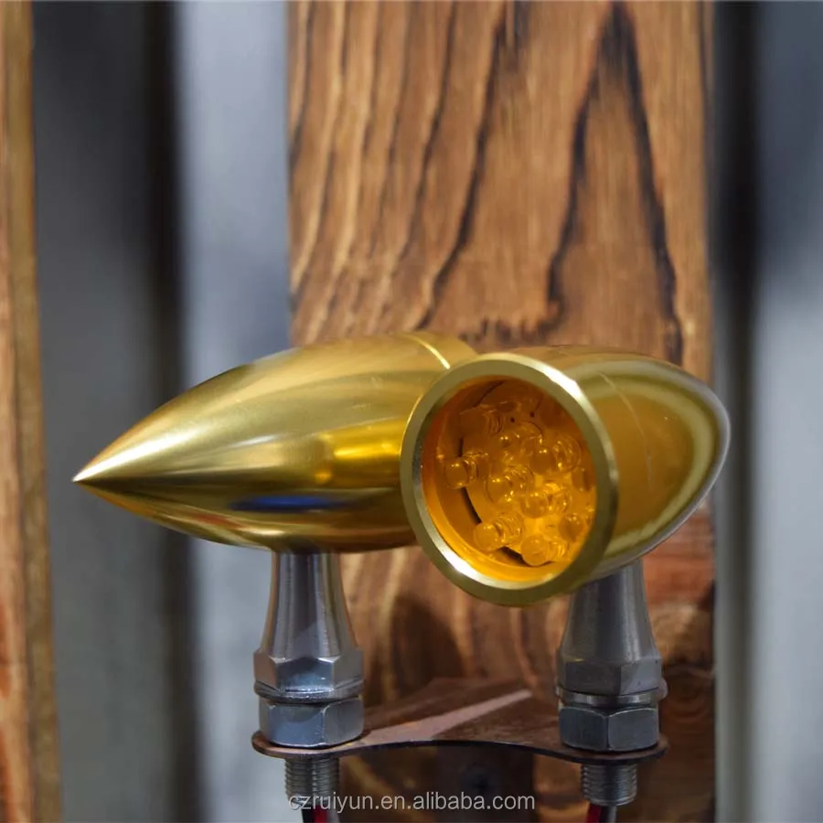 HOT selling gold brass motorcycle turn lights signals for harley bobber cafe racer vintage retro motorcycle lights