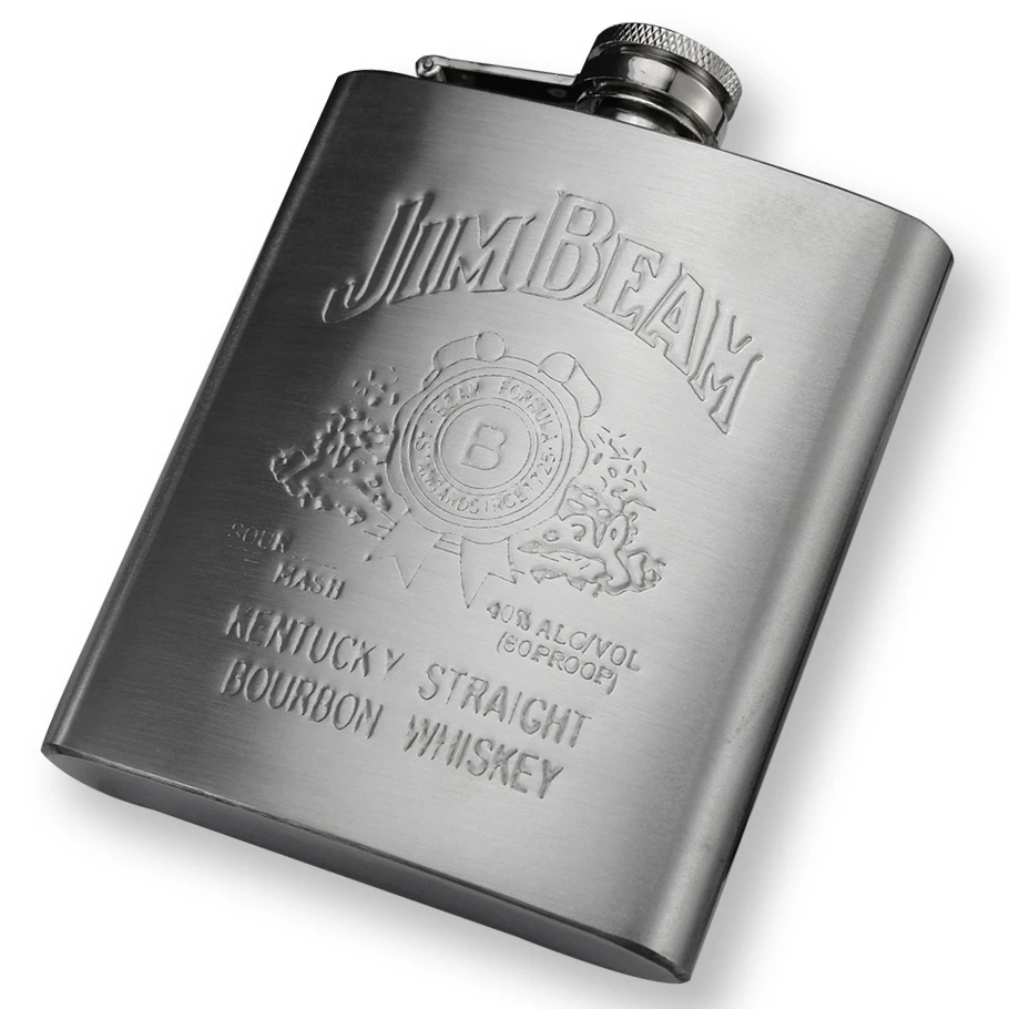 
Wholesale Promotion Drinkware Hip Liquor Whiskey Alcohol Flask Funnel Cool Embossed Metal Stainless Steel 7oz 