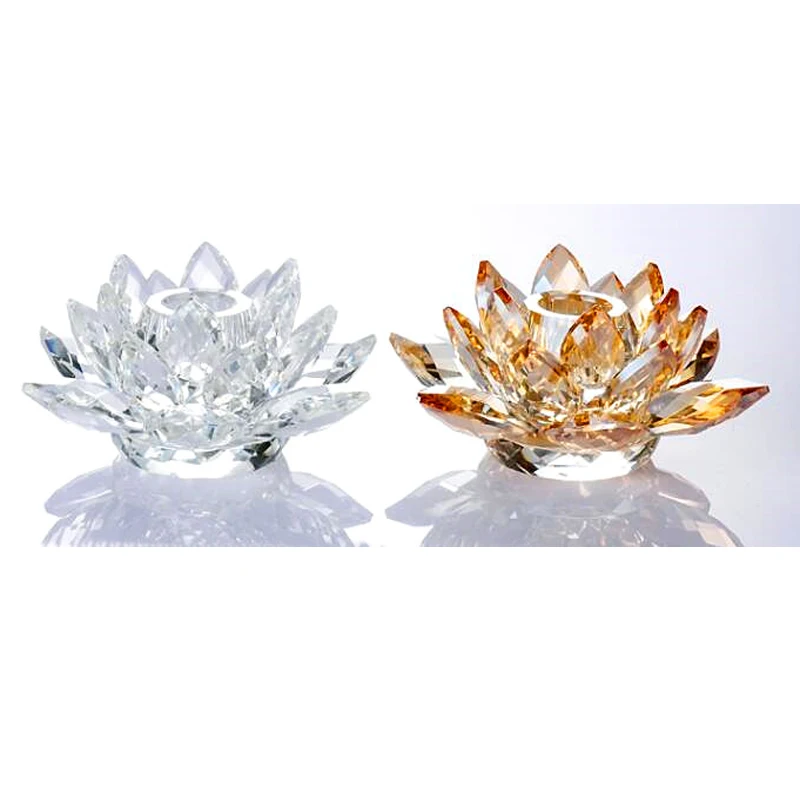 Candle Holder Hot Sale Cheap Lotus Shape Dining Table Center Crystal Wedding Decoration Silver Christmas Clear Folk Art 2 Color
