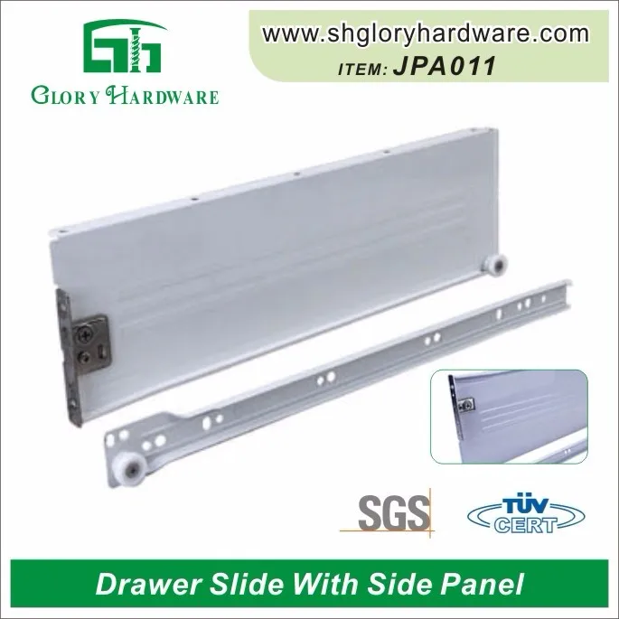 White Painting 86mm 118mm Metal Box Drawer Slide with plug