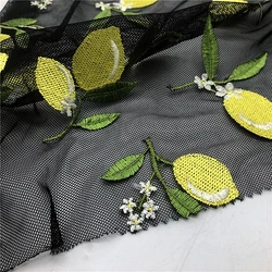 lemon design multi color flat embroidery stretched mesh fabric for lady dress