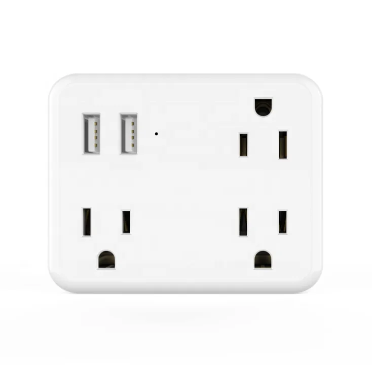 
3 Outlet Extender Multiple Plug Socket Splitter with Dual USB Charging Ports 